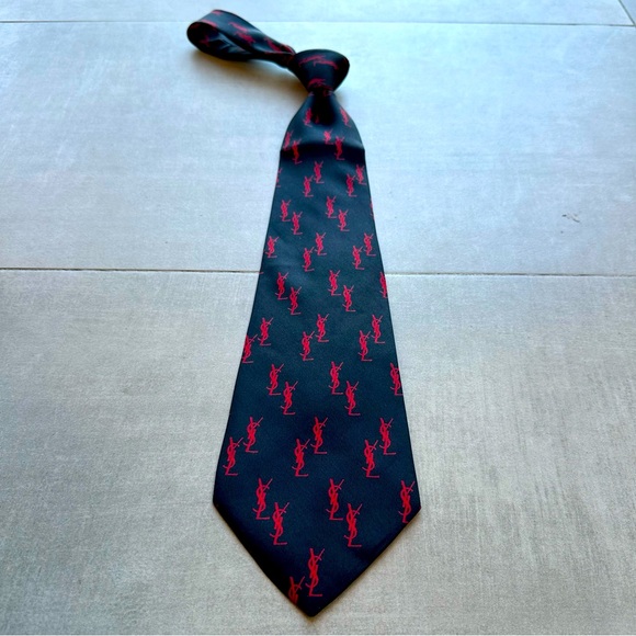 YSL Vintage Monogram Silk Tie - Picture 5 of 5